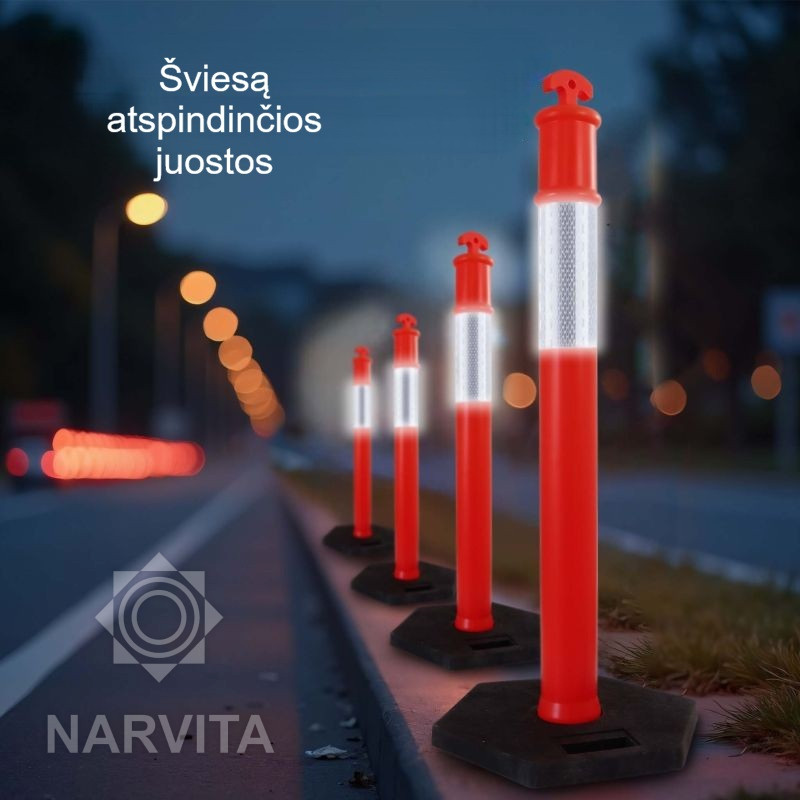 kelio žymėjimo stulpai atspindinys tamsoje